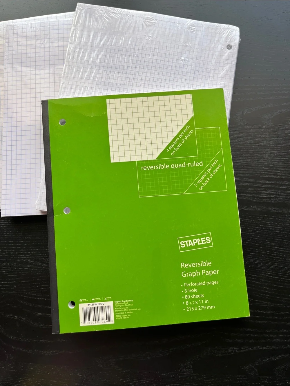 4 Pack Graph Paper Filler Pad Staples Tops Five Star Office Depot 4x4 3-Hole